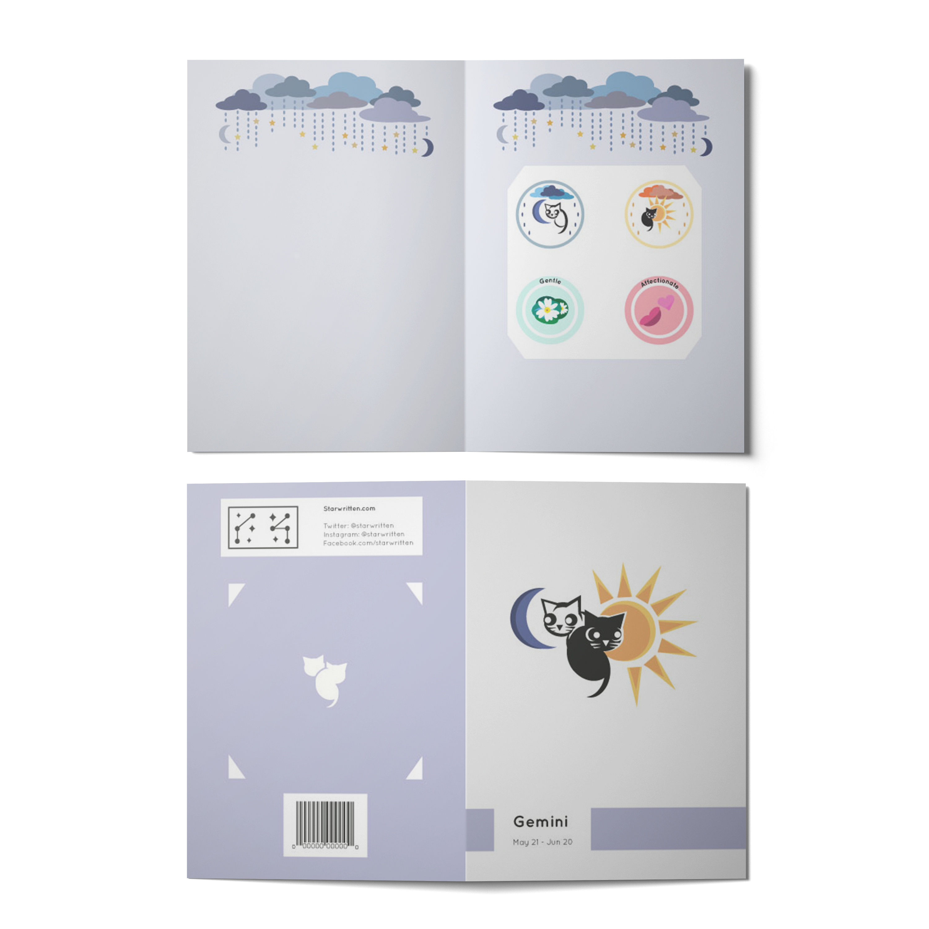 Gemini zodiac greeting card